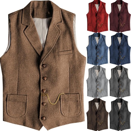 Mens tweed waistcoat vest - mens,