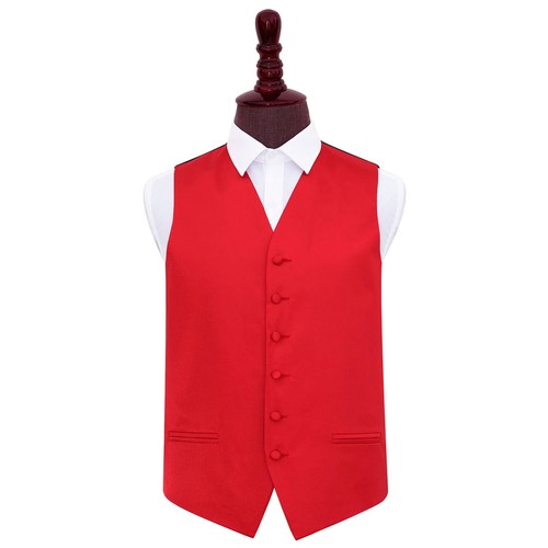 Red mens waistcoat satin - waistcoat, plain