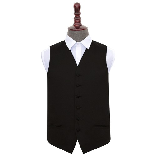 Black mens waistcoat - black, satin