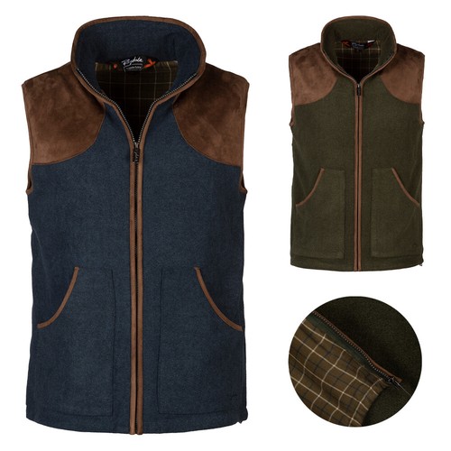 Mens fleece gilet check lined - gilet,