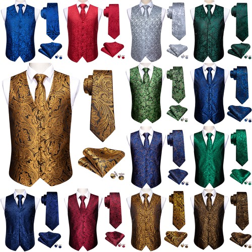 Gold jacquard mens waistcoat - gold,