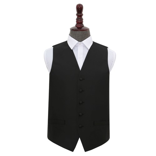 Black mens waistcoat - black, woven