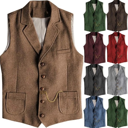 Mens tweed waistcoat vest - tweed,