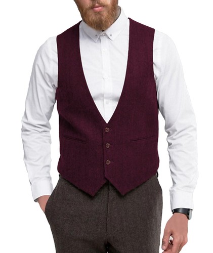 Mens burgundy herringbone wool - mens,