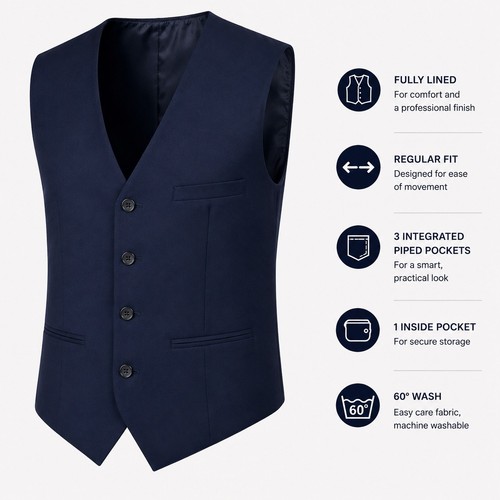 Mens navy blue waistcoat - navy,