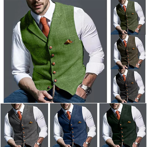 Mens vest herringbone tweed - herringbone,