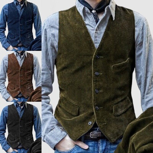 Mens retro sleeveless corduroy - mens,