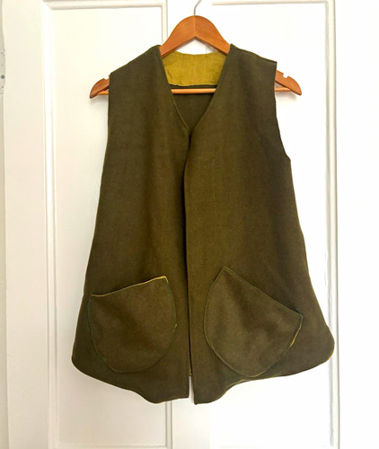 Mens green wool felt - felt, waistcoat
