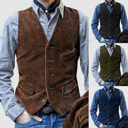 Mens retro sleeveless corduroy - mens,