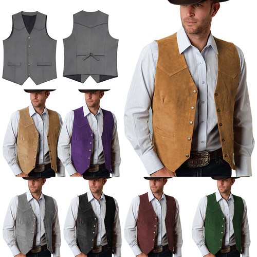 Mens western cowboy suede - mens, vest