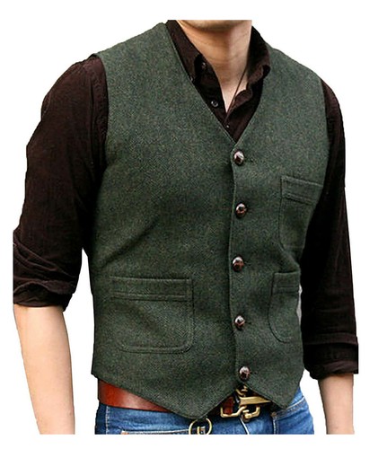 Mens tweed waistcoats vest - waistcoats,